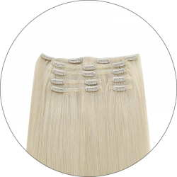 #1001 Platinblond, 50cm, 110g, Clip In Extensions