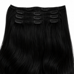 #1 Schwarz, 60cm, 120g, Clip In Extensions